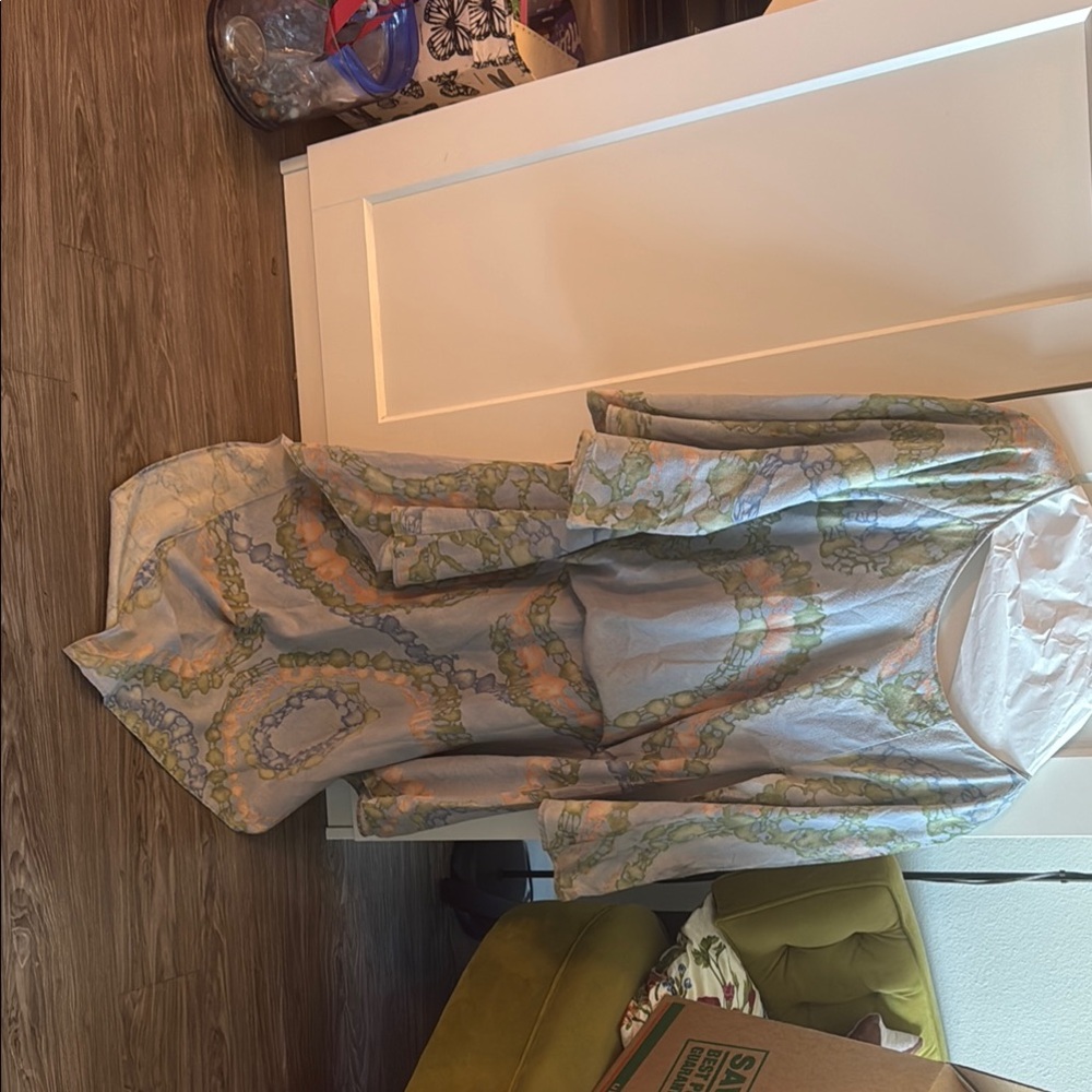 Blue Bishop Sleeve Sundress for Wedding Guest